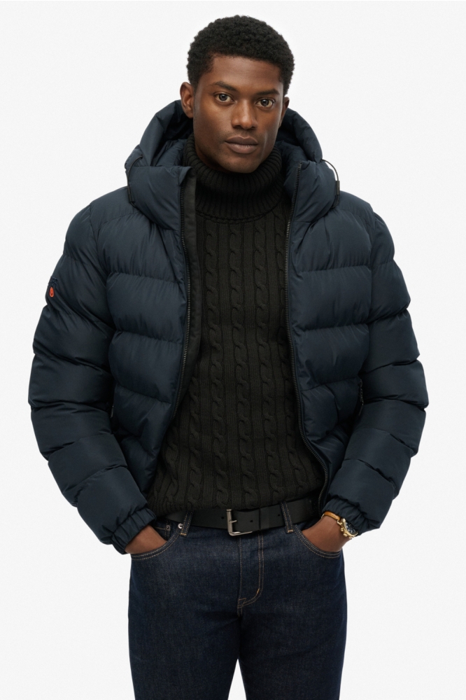 HOODED SPORTS PUFFER JACKET M5011950A ECLIPSE NAVY